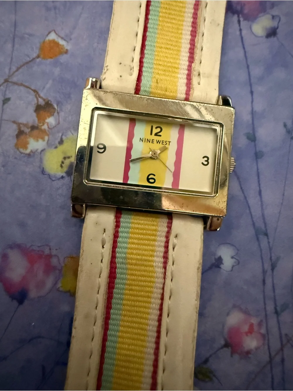 Striped Preppy Pastel Ribbon Nine West Watch - Yellow & Pink